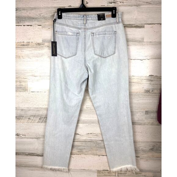 Blank NYC Womens 29 The Madison Crop High Rise Patchwork Blue Denim Jeans NEW - Picture 4 of 11